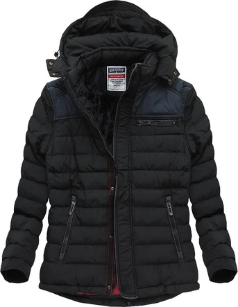 MĘSKA KURTKA ZIMOWA Z KAPTUREM CZARNA (M562)