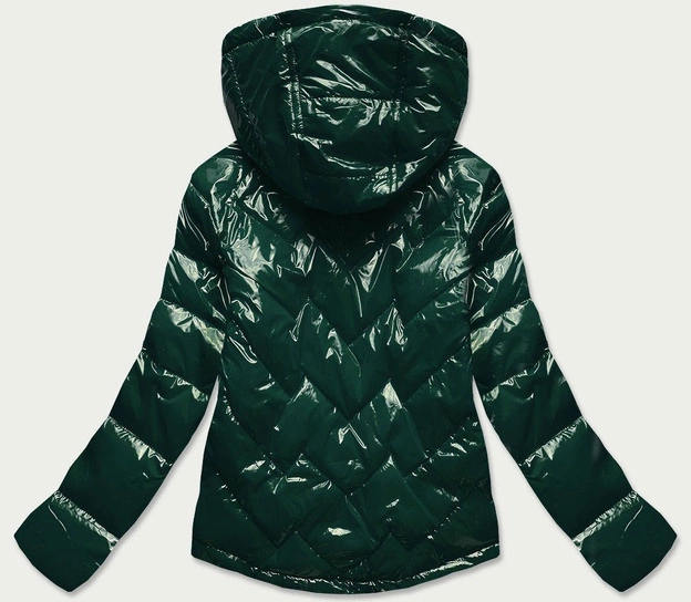 PIKOWANA KURTKA DAMSKA Z KAPTUREM ZIELONA (R9562)