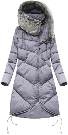 DŁUGA KURTKA ZIMOWA Z KAPTUREM WRZOSOWA (J18-002)