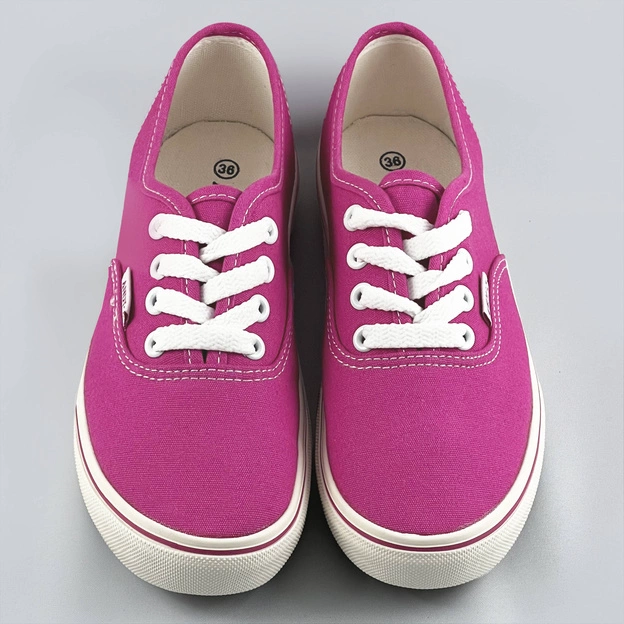 Sznurowane tenisówki damskie fuksja (a8865)