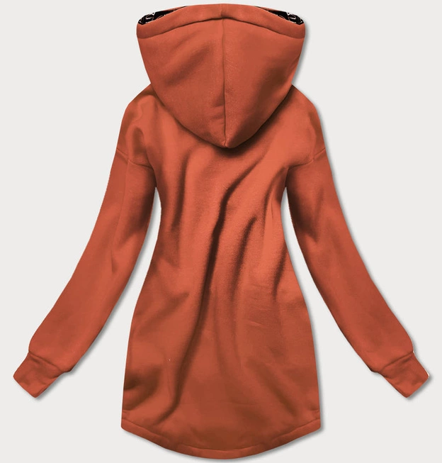 PROSTA BLUZA DAMSKA Z OZDOBNYM SUWAKIEM RUDA (AMG-37)