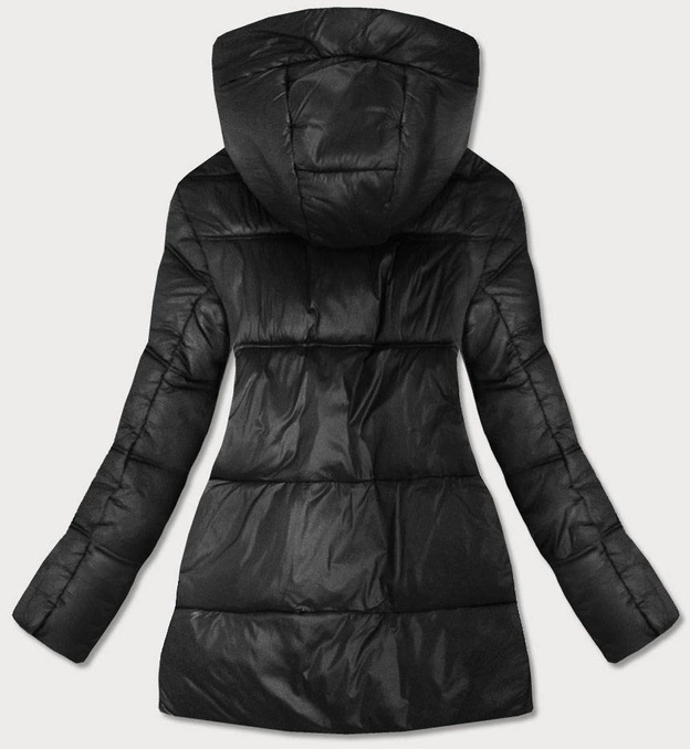 ASYMETRYCZNA DAMSKA KURTKA PIKOWANA CZARNA (7658)