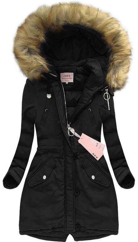 GRUBA PARKA ZIMOWA DAMSKA CZARNA (W710)