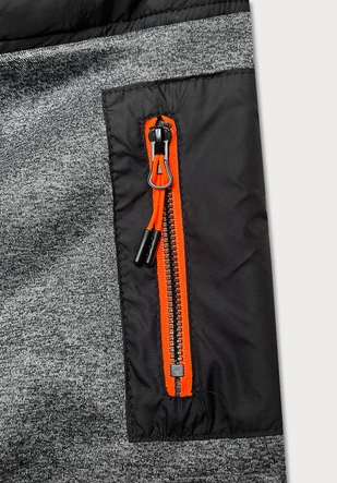 Kurtka męska z neonowymi zamkami czarny-grafit (8M907-392)