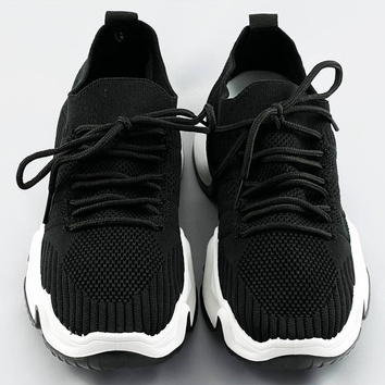 Czarne sneakersy na białej podeszwie (xa055)
