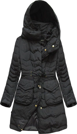 PIKOWANA KURTKA Z PUCHEM NATURALNYM CZARNA (26013)