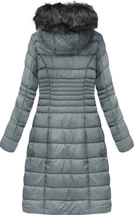 DAMSKA PIKOWANA KURTKA ZIMOWA Z KAPTUREM SZARA (7762BIG)