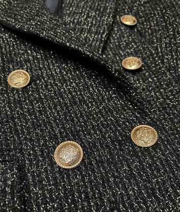 Dwurzędowa marynarka z guzikami czarno-brązowa (AG3-1981)