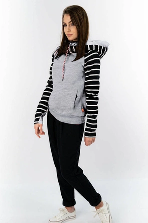 KOMPLET DRESOWY Z KAPTUREM CZARNO-SZARY (AMG740A)