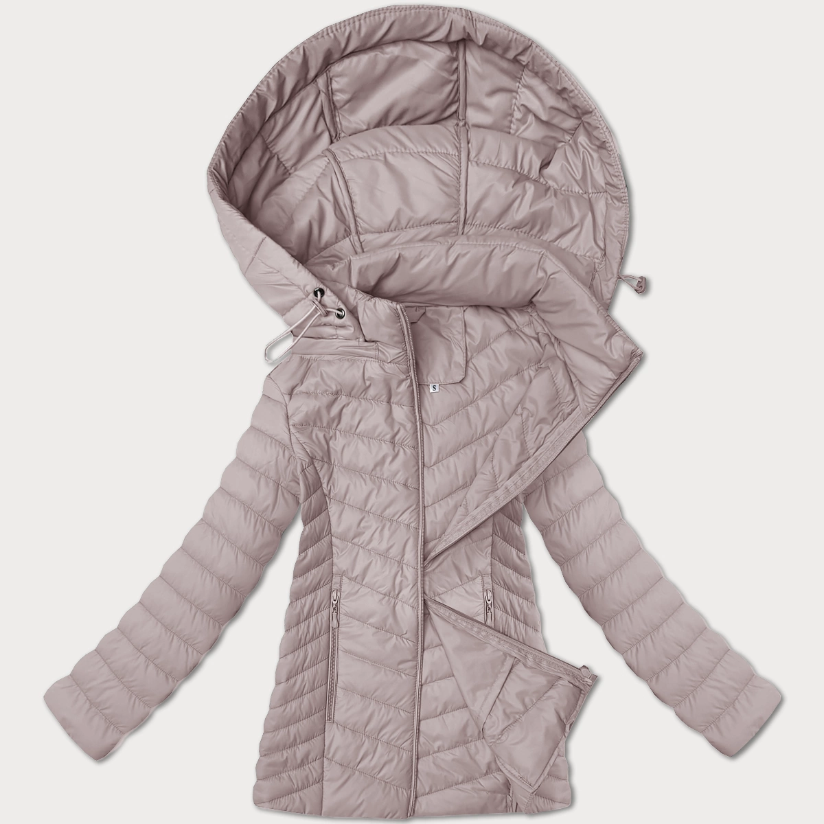 Lekka kurtka damska z odpinanym kapturem J Style brudny róż (16M9230-51)