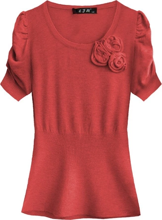 SWETER Z BUFIASTYMI RĘKAWAMI CZERWONY (1576)