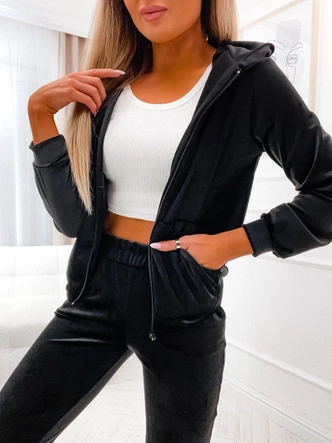 Dres damski z rozpinaną bluzą czarny (829)