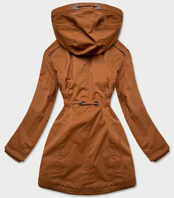 ZIMOWA PARKA DAMSKA Z WSTAWKAMI Z EKOSKÓRY KARMELOWA (M-21A93)
