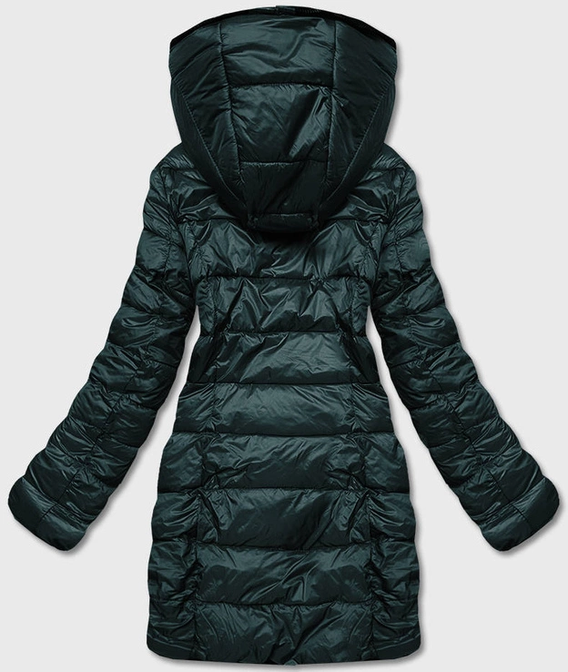 Dwustronna kurtka futro damska zielona (b8053-10)