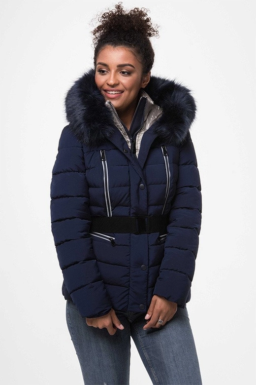 KURTKA Z ODBLASKOWYMI LAMPASAMI GRANATOWA (M8-610)