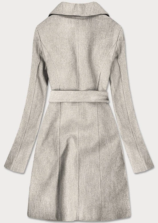 DAMSKI PŁASZCZ W DROBNĄ KRATKĘ BEŻOWY (2706)