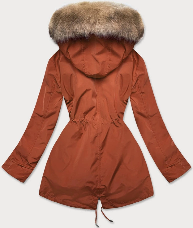 Damska kurtka zimowa na misiu rudy-jasny beż (w553)