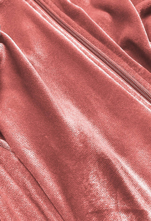 Welurowy dres damski z lampasami ceglany (81223)