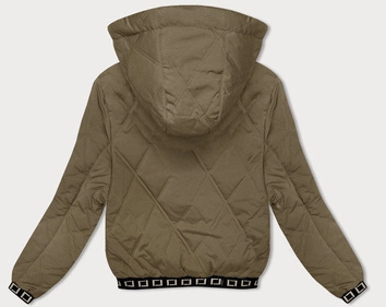 Pikowana kurtka z ozdobnymi ściągaczami oliwkowa (16M9085-84)
