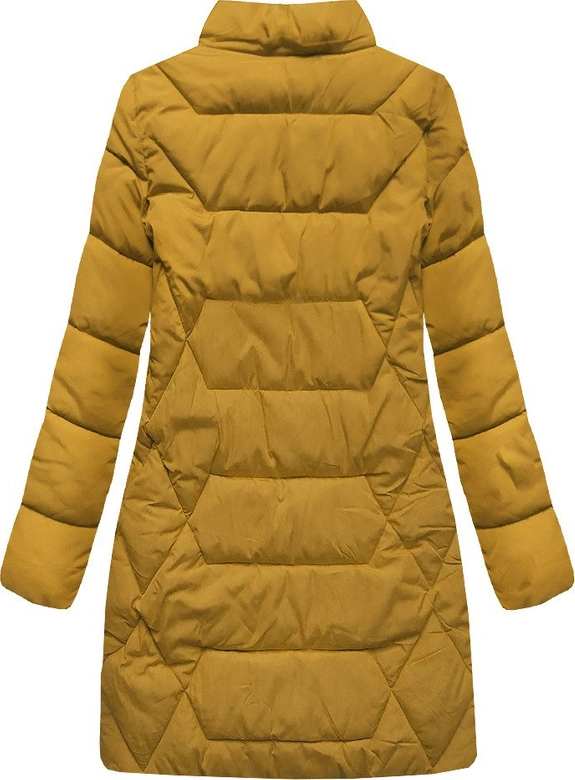 DŁUŻSZA ZIMOWA KURTKA DAMSKA Z KAPTUREM ŻÓŁTA (B9902)
