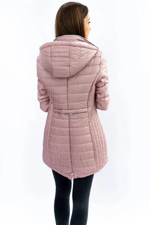 DŁUGA PIKOWANA KURTKA ANTYCZNY RÓŻ (B1088-30)