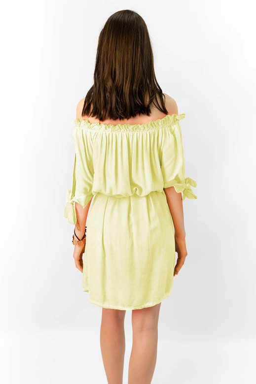 Sukienka hiszpanka z paskiem żółta (279art)