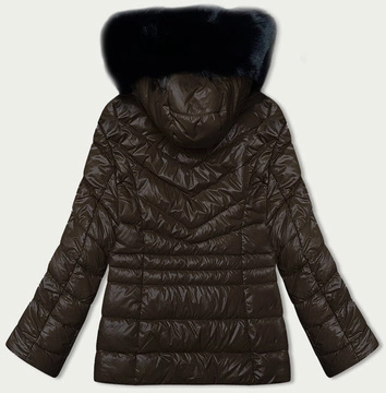 Pikowana kurtka zimowa damska brązowa (V776g)