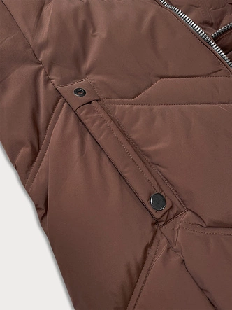 Kurtka zimowa damska plus size z kapturem S'west czekoladowa (B8300-14)