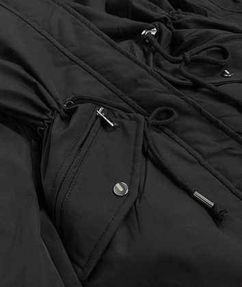 DWUSTRONNA KURTKA PARKA DAMSKA CZARNA-PEPITKA (B9761)