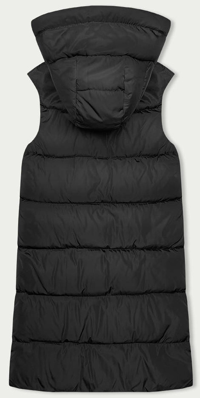 Długa kamizelka damska dwustronna czarna-khaki (B8248-1)