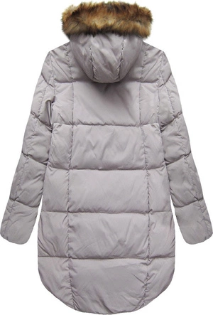 KURTKA ZIMOWA Z PUCHEM NATURALNYM SZARA (8087)