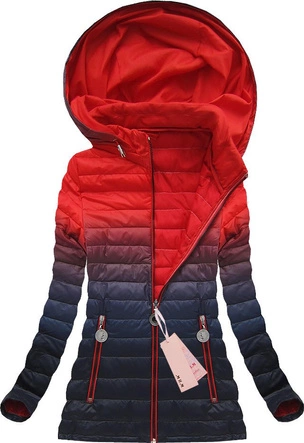 KURTKA OMBRE Z KAPTUREM CZERWONO-GRANATOWA (W616BIG)