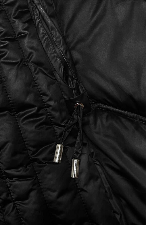 Taliowana długa kurtka zimowa czarna S'west (B8201-1)