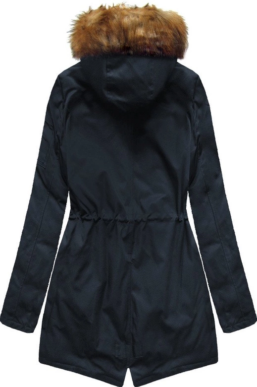 DWUSTRONNA ZIMOWA PARKA DAMSKA Z KAPTUREM GRANATOWO-CZERWONA (B2636)