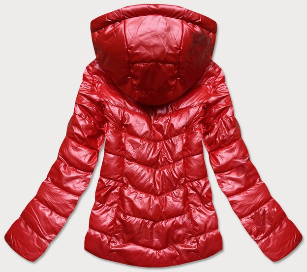 Błyszcząca kurtka z wzorzystymi wstawkami czerwona (w718)