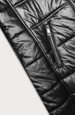 Pikowana damska kurtka z kapturem czarna S'west (B8183-1)