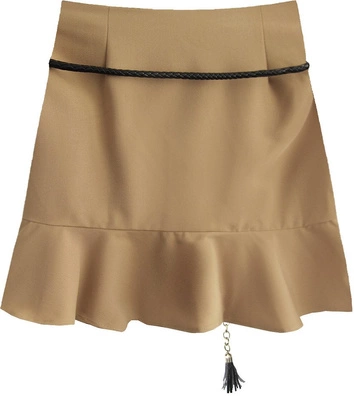 KRÓTKA SPÓDNICA Z FALBANĄ BEŻOWA (6158/1)