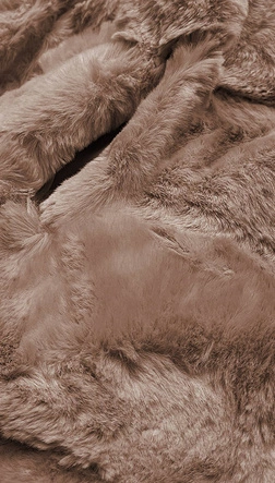 Kurtka damska futro z kapturem brązowa (br9741-12)