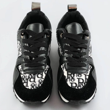 Damskie adidasy na podwyższonej podeszwie czarne (666-20)