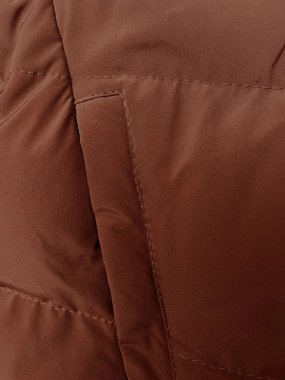 Zimowa kurtka z kapturem ceglana (2M-023)