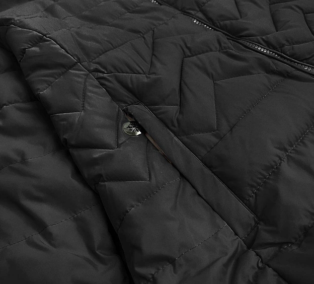 CIENKA PIKOWANA KURTKA DAMSKA CZARNA (68-1938)