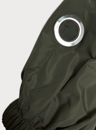 Luźna długa kurtka z kapturem khaki (TR982)