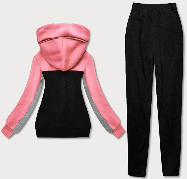 DRES DAMSKI BLUZA + SPODNIE RÓŻOWO-SZARY (AMG808)