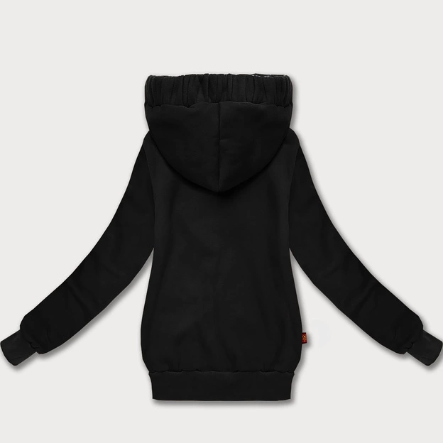 Dopasowana bluza damska z asymetrycznym zamkiem LHD czarna (AMG-61)