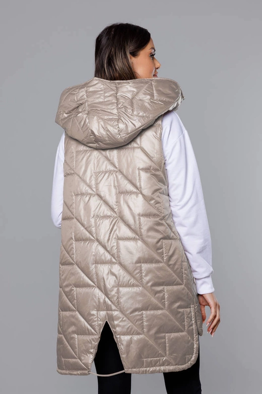 PIKOWANA KAMIZELKA DAMSKA KAKAO (B8127-12)