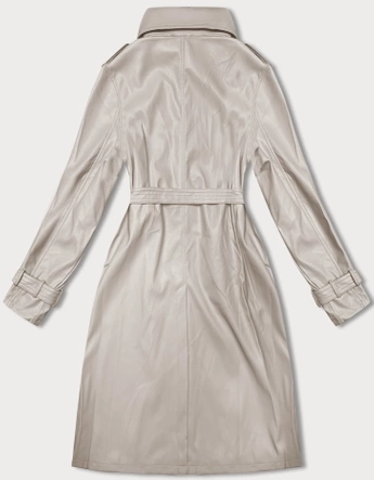 Luźny płaszcz damski ze skóry ekologicznej J Style ciepły beż (11Z8101)