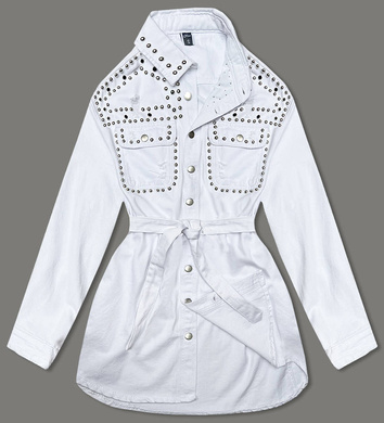 Jeansowa kurtka damska oversize biała (M6959)