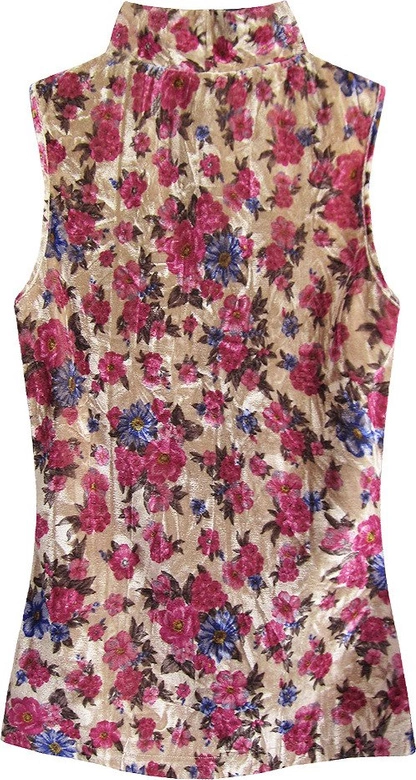 WELUROWY GOLF W KWIATKI ZŁOTO-AMARANTOWY (3684/4)