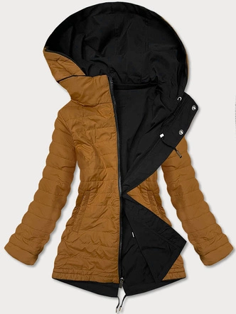 Dwustronna kurtka damska czarno-karmelowa (w502-1)