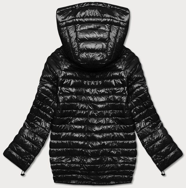 Asymetryczna kurtka damska z kapturem czarna (pc-6106-1)